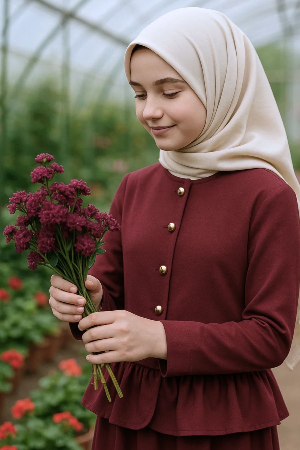 Vişne Peplum Takım