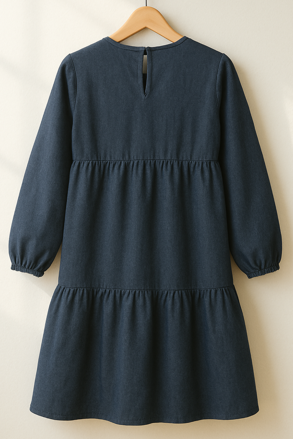 Lacivert Pamuk Kız Çocuk Modest Midi Elbise