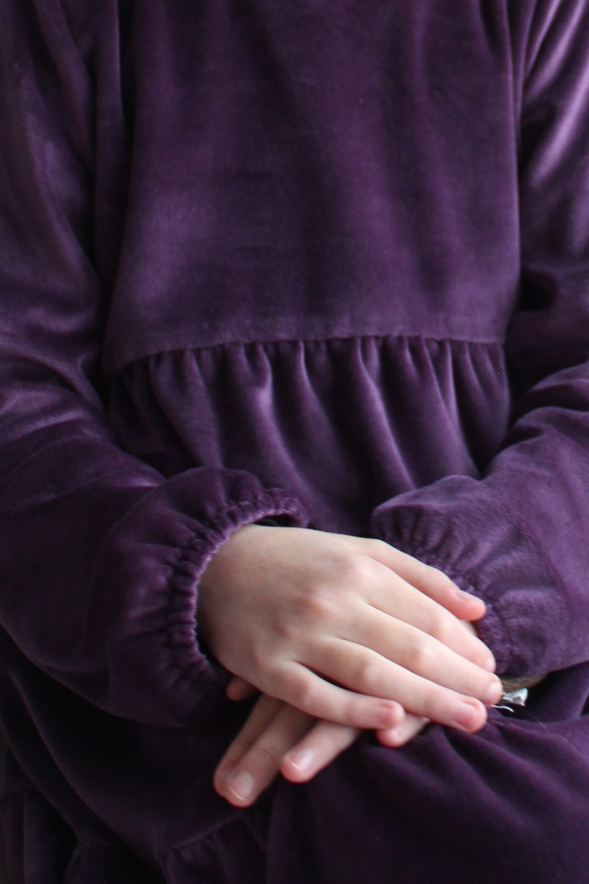 Kız Çocuk Modest Pamuk Kadife Midi Elbise