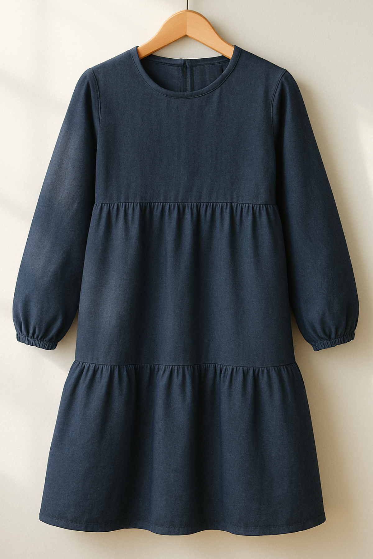 Lacivert Pamuk Kız Çocuk Modest Midi Elbise