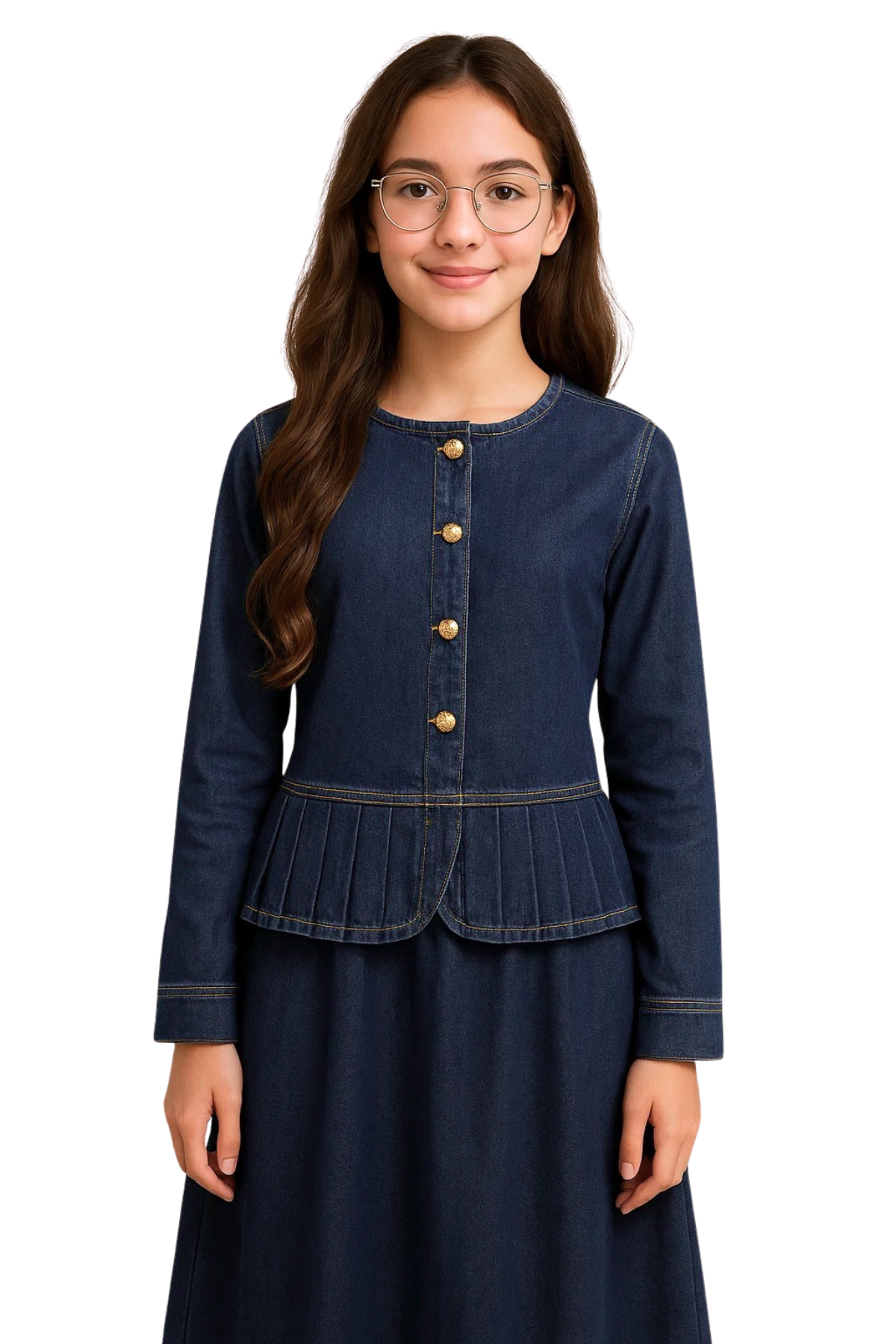 Kot Peplum Ceket ve Etek Takımı