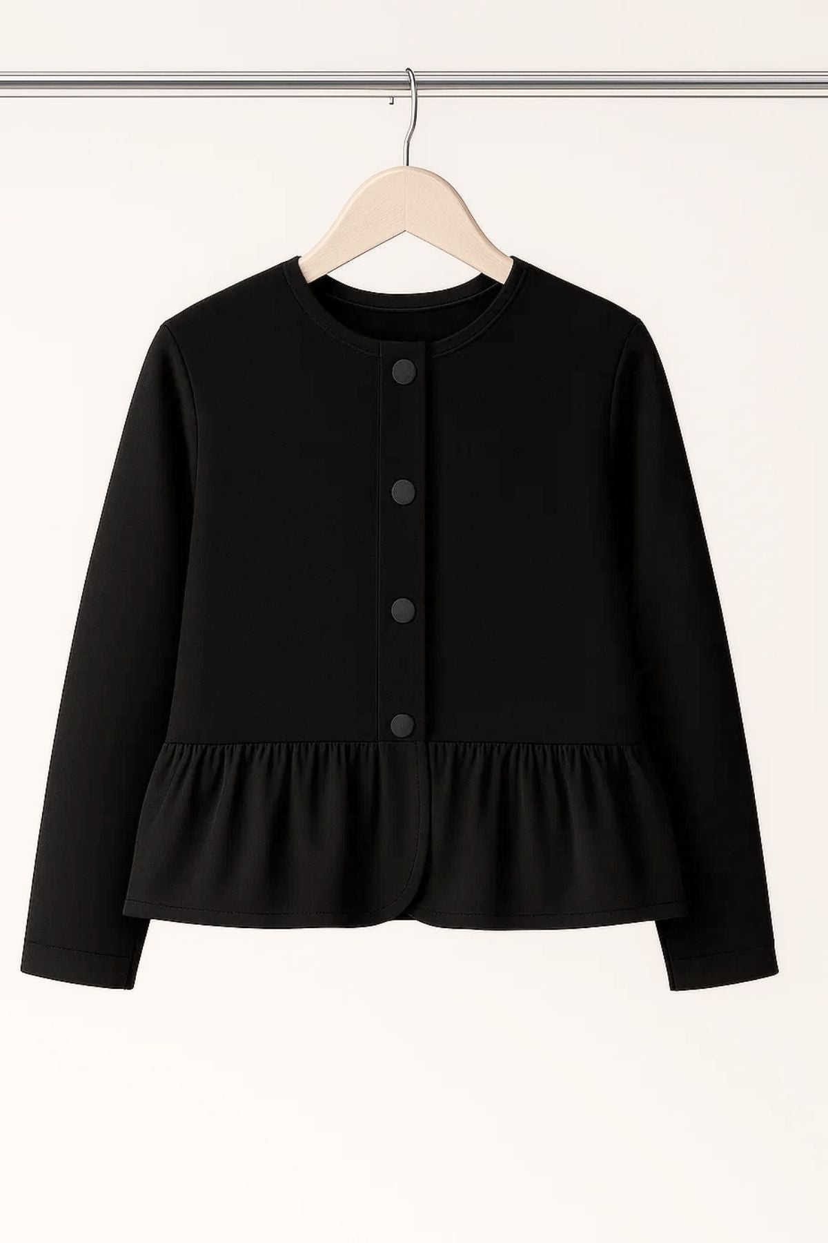 Siyah Peplum Ceket ve Etek Takım