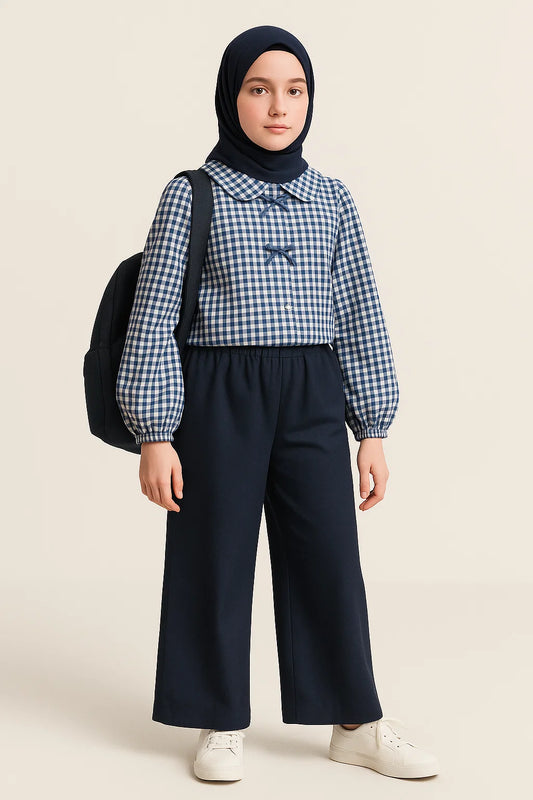 Kareli Pamuk Gömlek Pantolon Takım