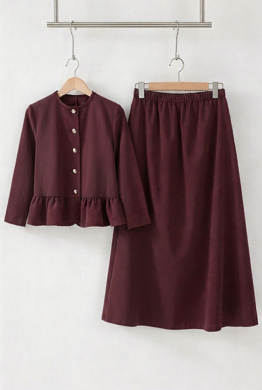 Vişne Peplum Takım