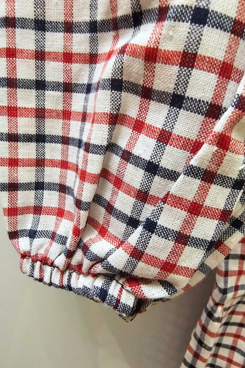 Kareli Robadan Kat Etekli Elbise