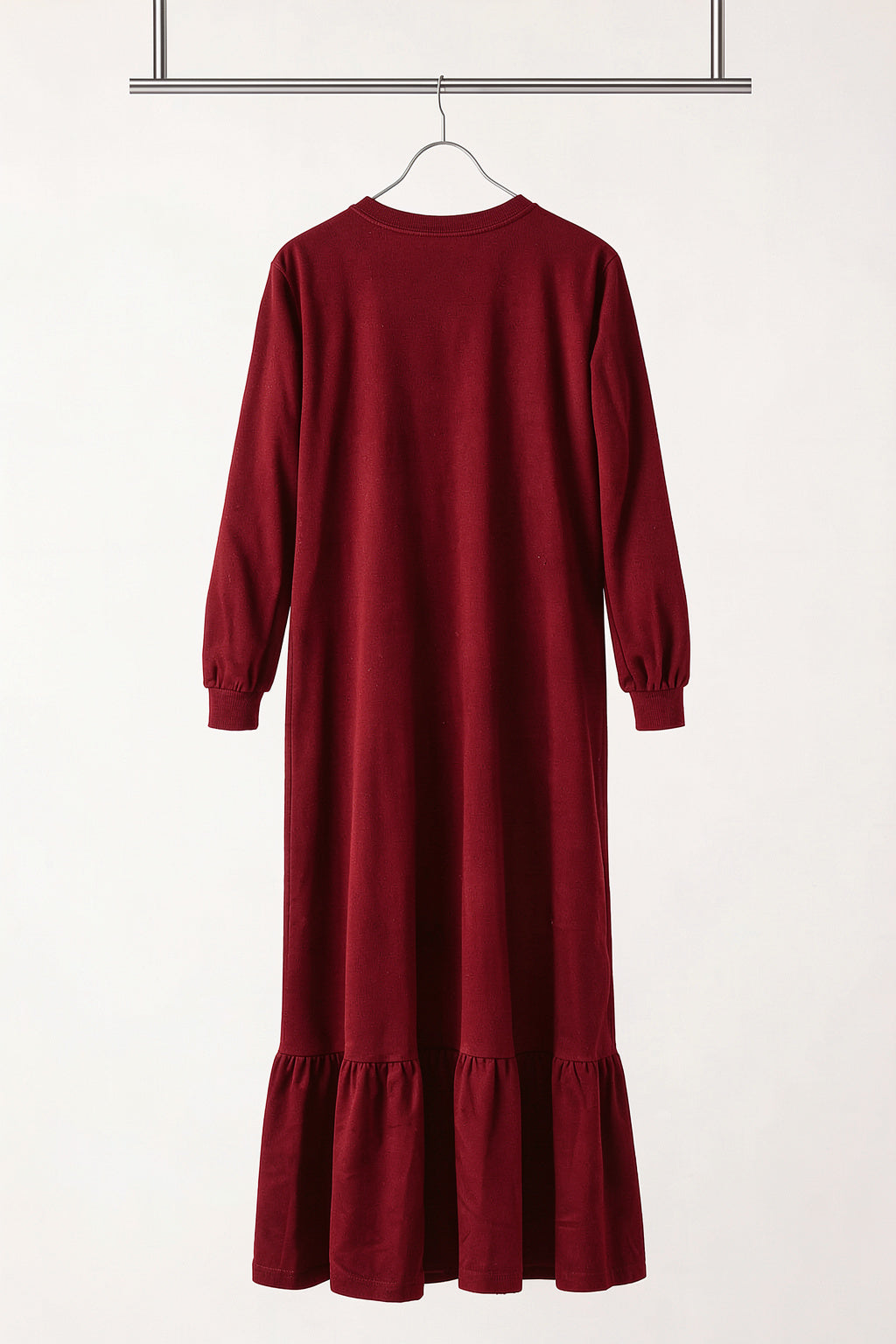 Koyu Kırmızı Tesettür Penye Elbise
