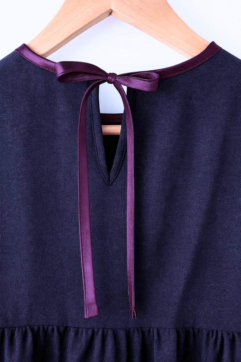 Lacivert Mevsimlik Pamuk Midi Elbise