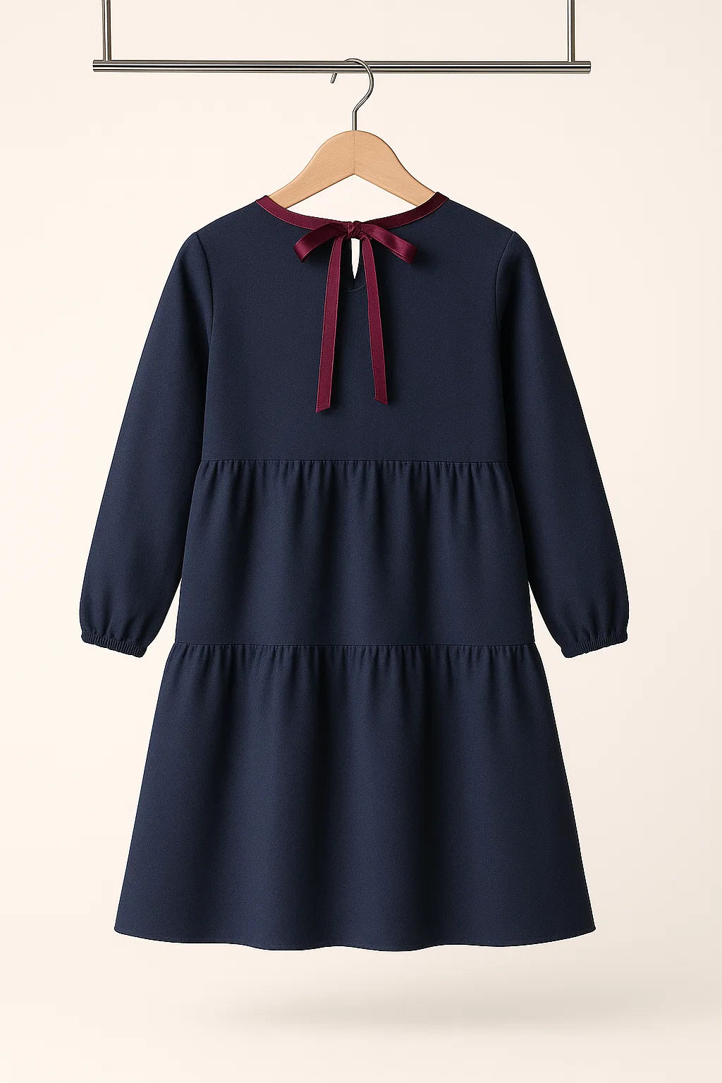 Lacivert Mevsimlik Pamuk Midi Elbise