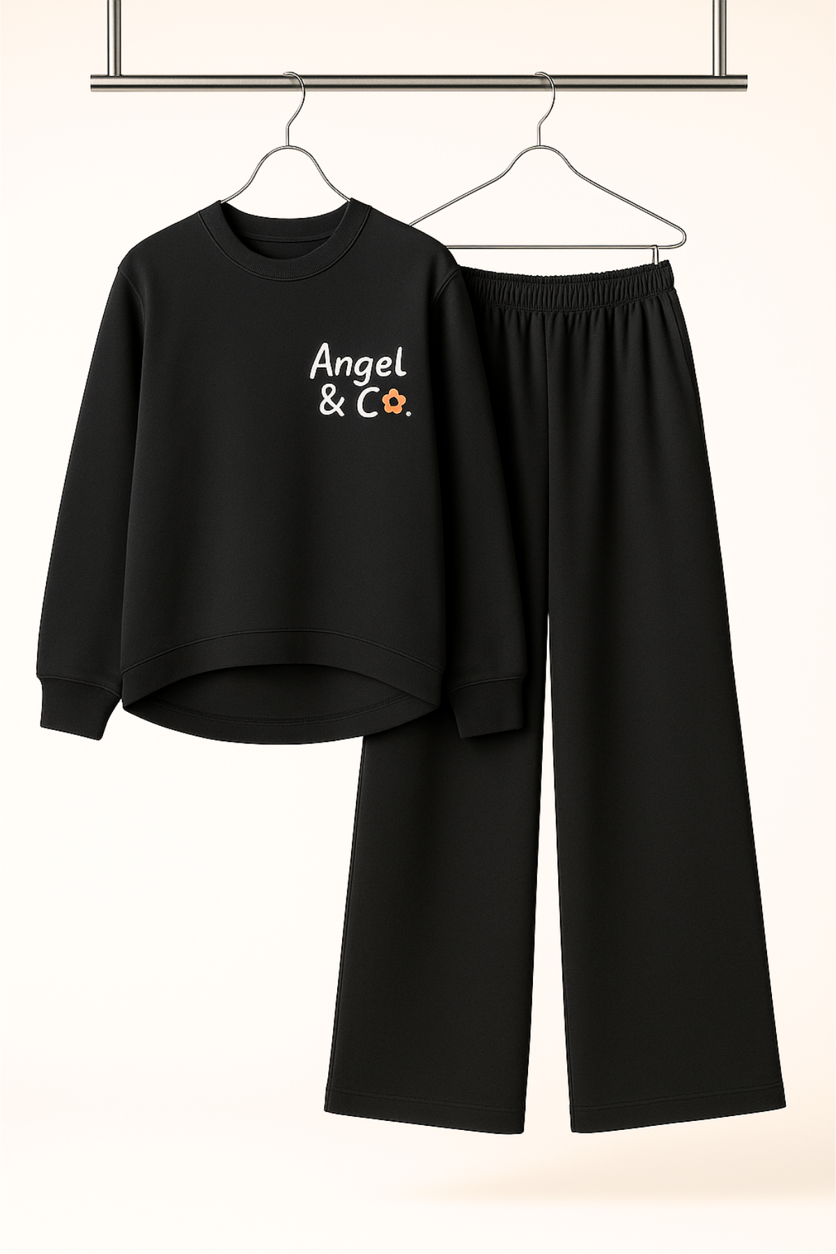 Pamuklu Geniş Kesim Siyah Kız Çocuk Eşofman Takım