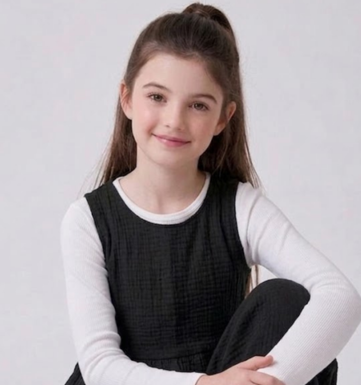 Siyah Kız Çocuk Müslin Bluz Pantolon 2'li Takım